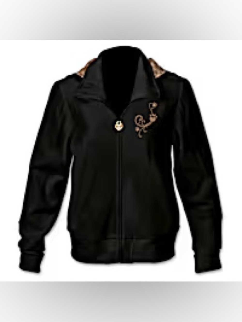 The Bradford Exchange Black Bomber Jacket with Gold Scroll Accent